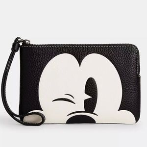 Disney X Coach Corner Zip Wristlet With Wink Mickey Mouse